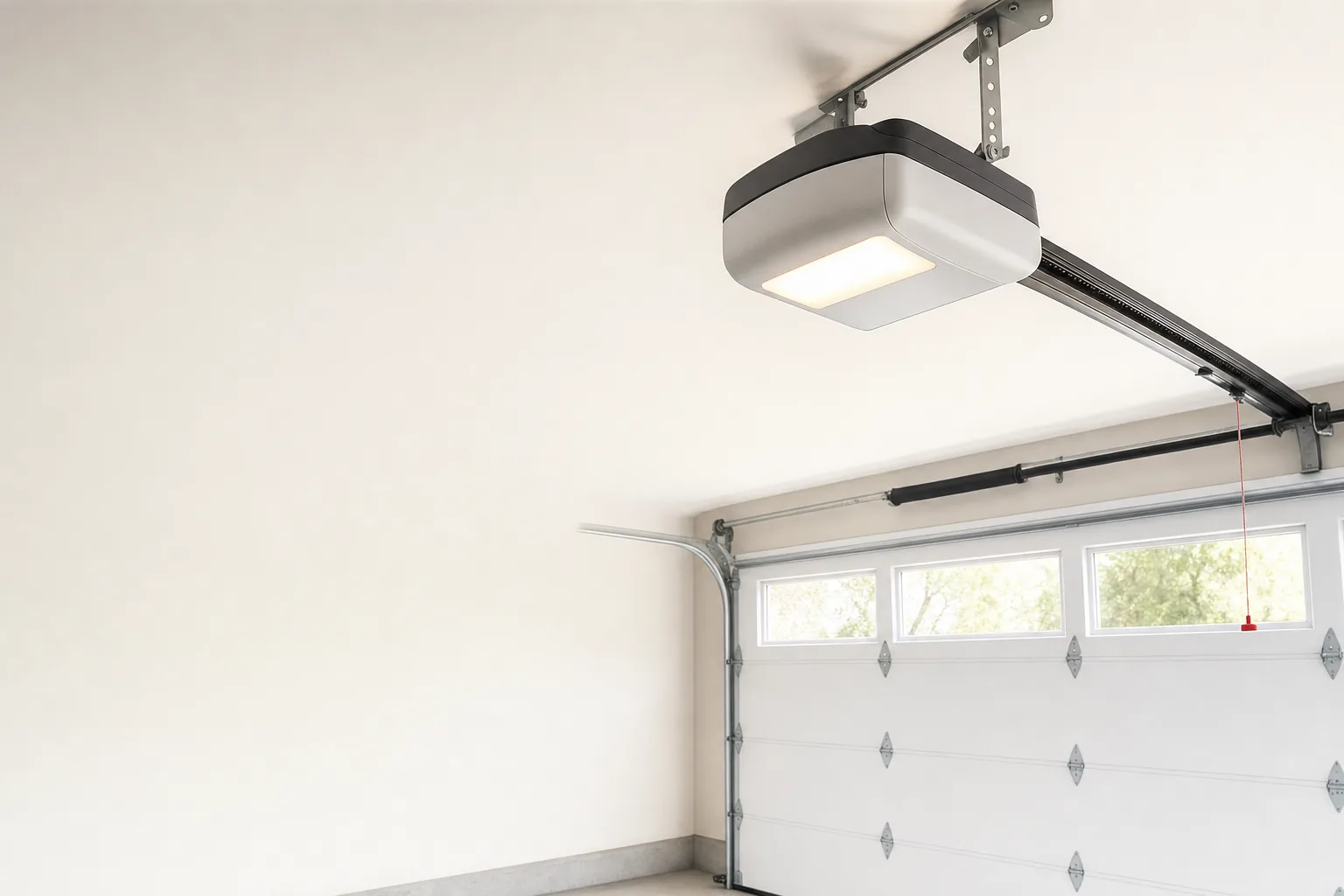 Ceiling-mounted belt-drive garage door opener